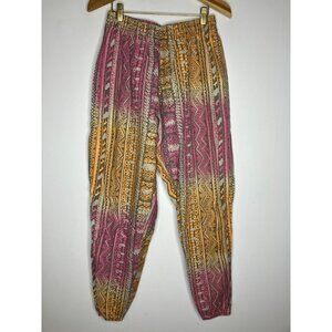Vintage 90's Fusion Tribal Print Elastic Waist Pants Style Men's Large 28" Waist